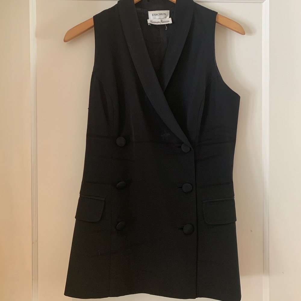 Sleeveless Tuxedo Black Top Neiman Marcus